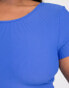 Фото #4 товара South Beach Plus rib cap sleeve crop top in colbalt blue