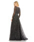 Фото #3 товара Women's Embellished Illusion Long Sleeve V Neck Gown