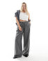 Фото #2 товара In The Style Plus x Perrie Sian exclusive wide leg drawstring trouser in grey pinstripe