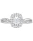 ფოტო #3 პროდუქტის Diamond Emerald-Cut Double Halo Engagement Ring (1/2 ct. t.w.) in 14k White Gold