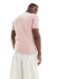 ASOS DESIGN muscle lightweight knitted rib polo t-shirt in pink Розовый, XL - Chest 44 - фото #3