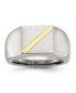 Фото #1 товара Stainless Steel Brushed Polished 14K Gold Stripe Signet Ring