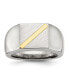 ფოტო #1 პროდუქტის Stainless Steel Brushed Polished 14K Gold Stripe Signet Ring