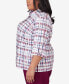 Фото #5 товара Plus Size Classic Plaid Cuffed Sleeve Button Down Top