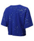 Women's Threads Royal Distressed Los Angeles Rams Bleach Splatter Notch Neck Crop T-shirt