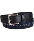 Men's Tri-Color Ribbon Inlay Leather Belt