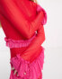 Never Fully Dressed mesh frill midaxi dress in contrast pink and red