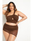 Plus Size Ruched Bikini Miniskirt - 32, Chocolate Fondant