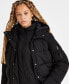 Juniors' Bibbed Hooded Long-Sleeve Puffer Coat