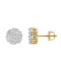 ფოტო #3 პროდუქტის Round Cut Natural Certified Diamond (0.93 cttw) 14k Yellow Gold Earrings Contemporary Stud Design
