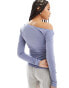 Фото #3 товара Cotton On long sleeve off shoulder top in blue