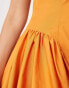 ASOS EDITION high neck drop waist puffball mini dress in mango orange Mango-Orange, 36 - фото #2