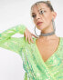 Collective the Label exclusive sequin wrap dress in iridescent lime