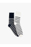 Çizgili Soket Çorap Seti 2'li Çok Renkli