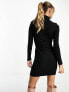 Miss Selfridge roll neck mini dress in black 44 - фото #3