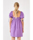 Фото #3 товара Women's Pleated Detail Puff Sleeve Mini Dress