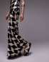 Topshop co-ord satin maxi bias skirt in mono geo print