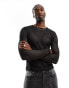 Фото #2 товара Weekday sheer knit long sleeve t-shirt in black