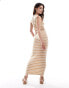 ASOS DESIGN 90s ribbed built up midi tank dress in ginger and white stripe