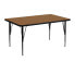 Фото #1 товара 30''W X 48''L Rectangular Oak Thermal Laminate Activity Table - Height Adjustable Short Legs