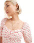 Lipsy sweetheart neckline woven top in pink gingham