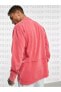 Фото #3 товара Premium Essentials Washed Heavyweight Mockneck Long Sleeve Burgundy Pamuklu Sweatshirt Hoodie