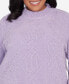 Plus Size Classic Chenille Diamond Stitch Turtleneck Sweater Сиреневый, 2X - фото #2