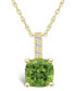 ფოტო #1 პროდუქტის Peridot (2-3/8 Ct. T.W.) and Diamond Accent Pendant Necklace in 14K Yellow Gold