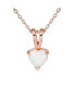 ფოტო #1 პროდუქტის Bridal Danity Opulence Gemstone 5CT Solitaire White Created Opal Heart Shape Pendant Necklace Rose Gold Plated Sterling Silver October Birthstone