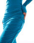 Фото #2 товара Style Cheat midi slinky dress with ruched side in teal