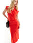 ASOS DESIGN high neck sleeveless midi dress with draped neck in red Красный, 32 - фото #1