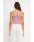 Фото #2 товара Women's Strapless Knit Feather Top