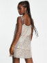 Style Cheat tiered sequin mini dress in champagne