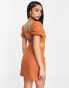 Фото #4 товара Parallel Lines puff sleeve cut out mini dress in terracotta