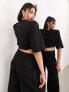 Фото #5 товара ASOS EDITION premium jersey shoulder pad boxy crop t-shirt in black