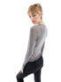 Фото #5 товара Monki long sleeve mesh top in charcoal grey