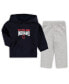 ფოტო #1 პროდუქტის Toddler Boys Navy, Heathered Gray Cleveland Indians Fan Flare Fleece Hoodie and Pants Set