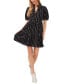 Women's Short Sleeve Tiered Embroidered Eyelet Dress