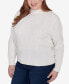 Plus Size Classic Chenille Diamond Stitch Turtleneck Sweater