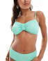 Фото #1 товара In The Style exclusive crinkle knot front bandeau bikini top co-ord in turquoise