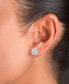 ფოტო #2 პროდუქტის Gemstone & Lab-Grown White Sapphire (5/8 ct. t.w.) Square Halo Birthstone Stud Earrings in Sterling Silver