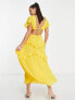 Фото #4 товара ASOS DESIGN Tall dobby tiered midi dress with lace insert and open back in yellow