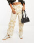 Obey brighton printed carpenter trousers in beige W26 - фото #2