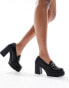 New Look chunky heeled loafer in black