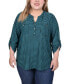 Фото #1 товара Plus Size Roll-Tab Sleeve Top