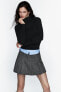 Box pleat skort with metallic thread