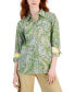 ფოტო #1 პროდუქტის Women's Cotton Paisley-Print Buttoned-Cuff Shirt