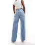 Hollister low rise baggy jeans in mid blue with destroy details