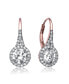 ფოტო #1 პროდუქტის Sterling Silver Clear Round Cubic Zirconia Partially Paved and Haloed Solitaire Drop Earrings