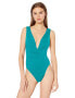 Фото #1 товара Trina Turk 166675 Womens Wrap Front One Piece Swimsuit Turquoise/Getaway Size 10